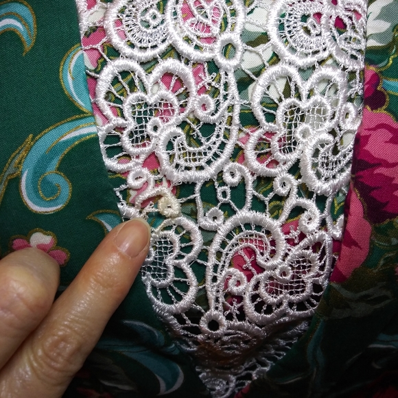 Miss Dorby Vintage 1980's Teal Burgundy & Purple Floral  Cottagecore Style Dress - Picture 5 of 14